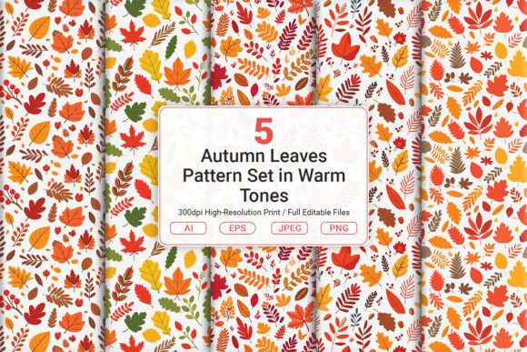 Download Autumn Leaves Pattern Set in Warm Tones - Warm tones Collection